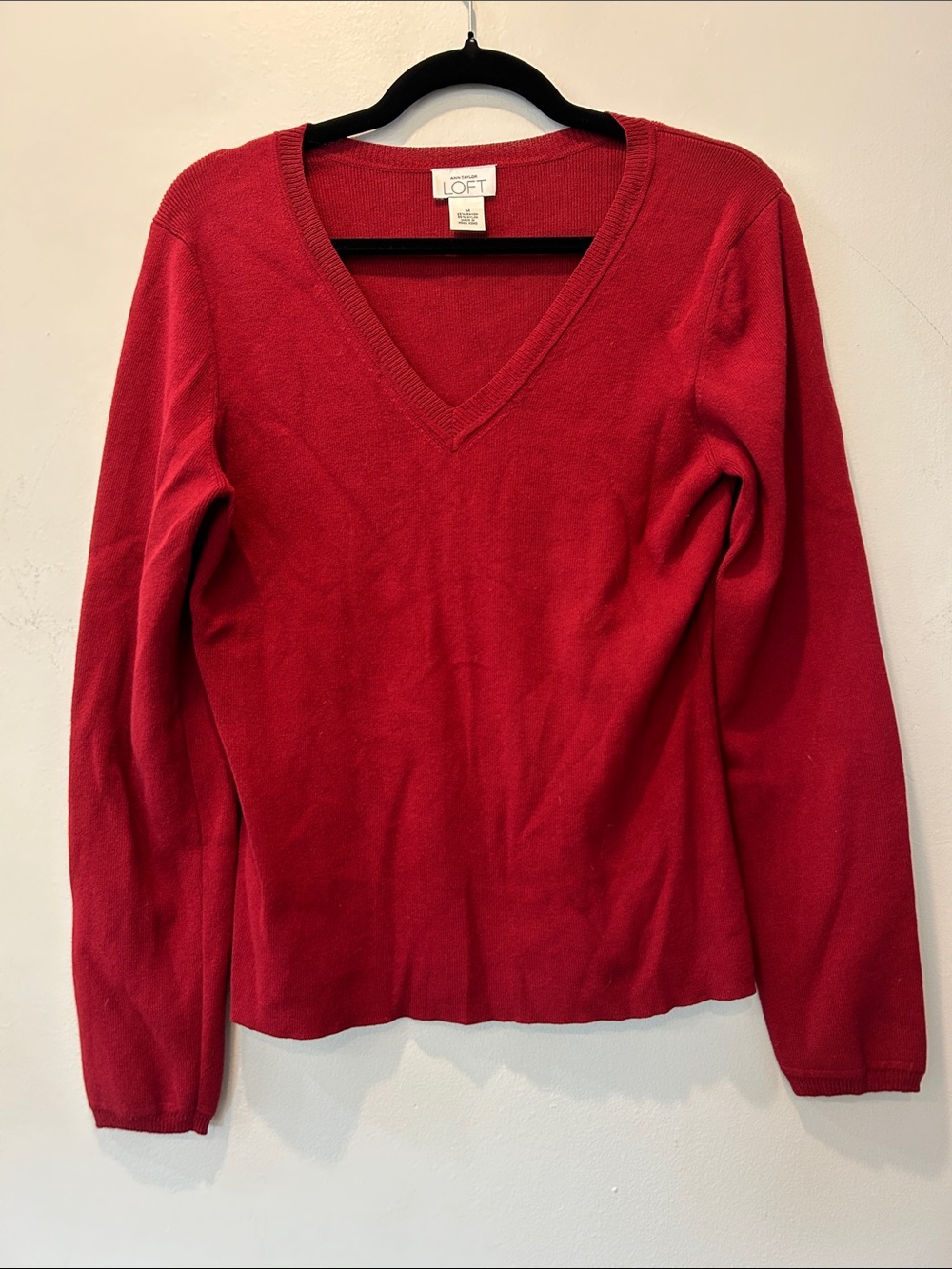LOFT Deep Red V-Neck Knit Sweater
